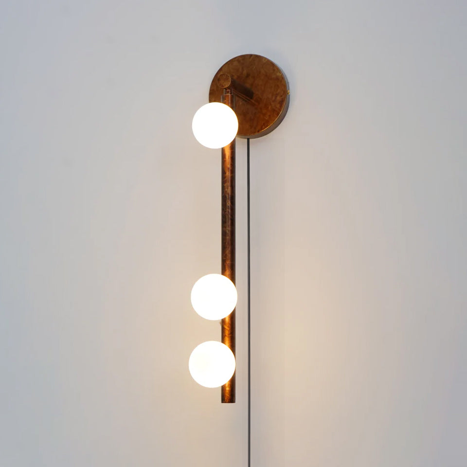 Pamela Tube Plug-in Brass Glass Wall Lamp