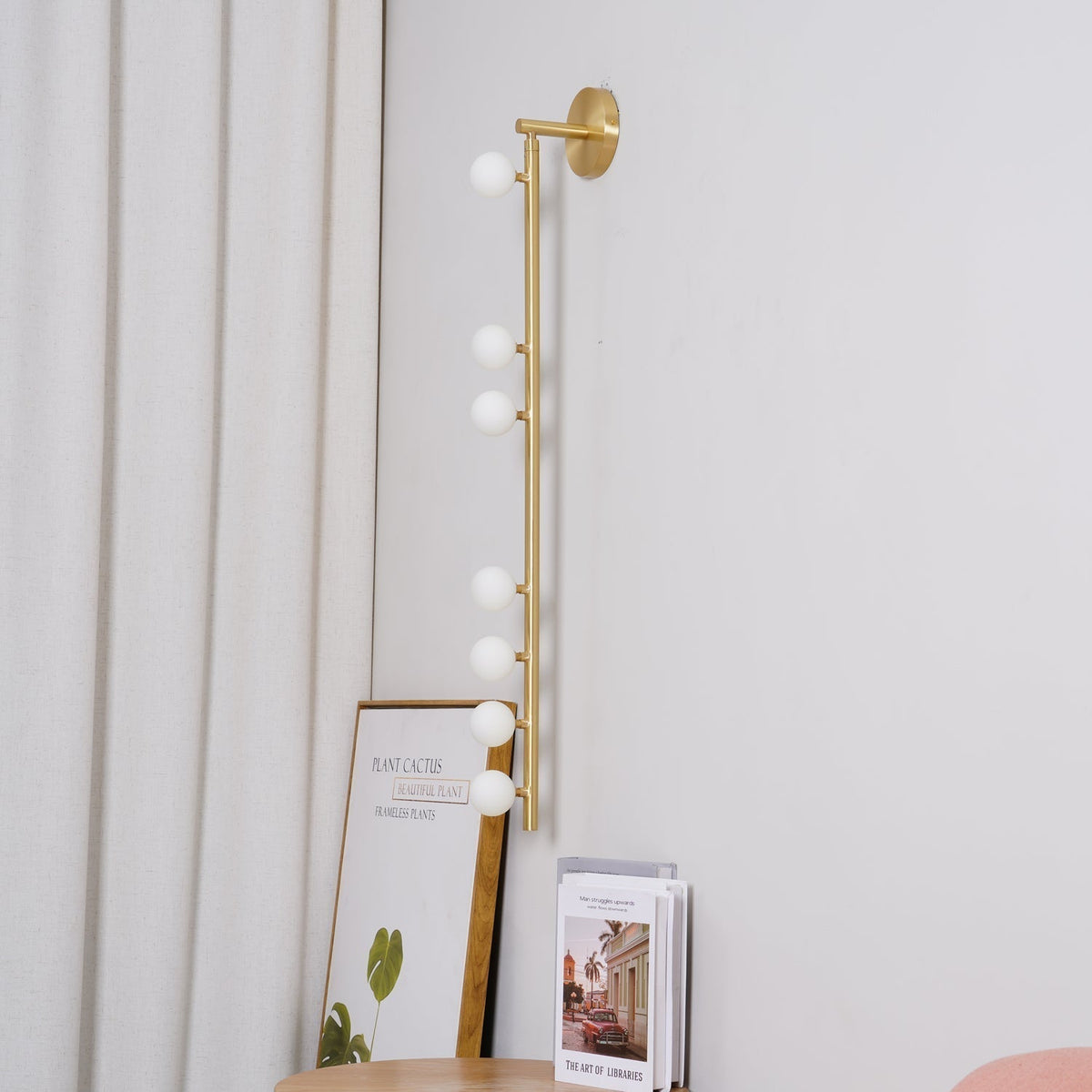 Rory Modern Minimalist Tube Brass Glass Wall Lamp