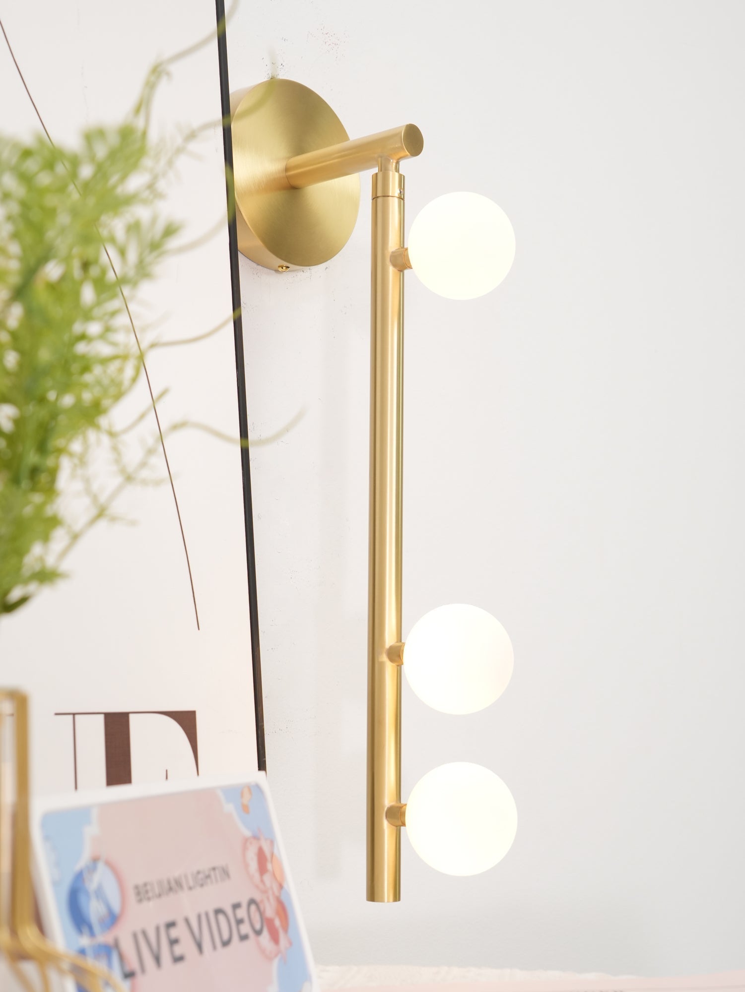 Rory Modern Minimalist Tube Brass Glass Wall Lamp