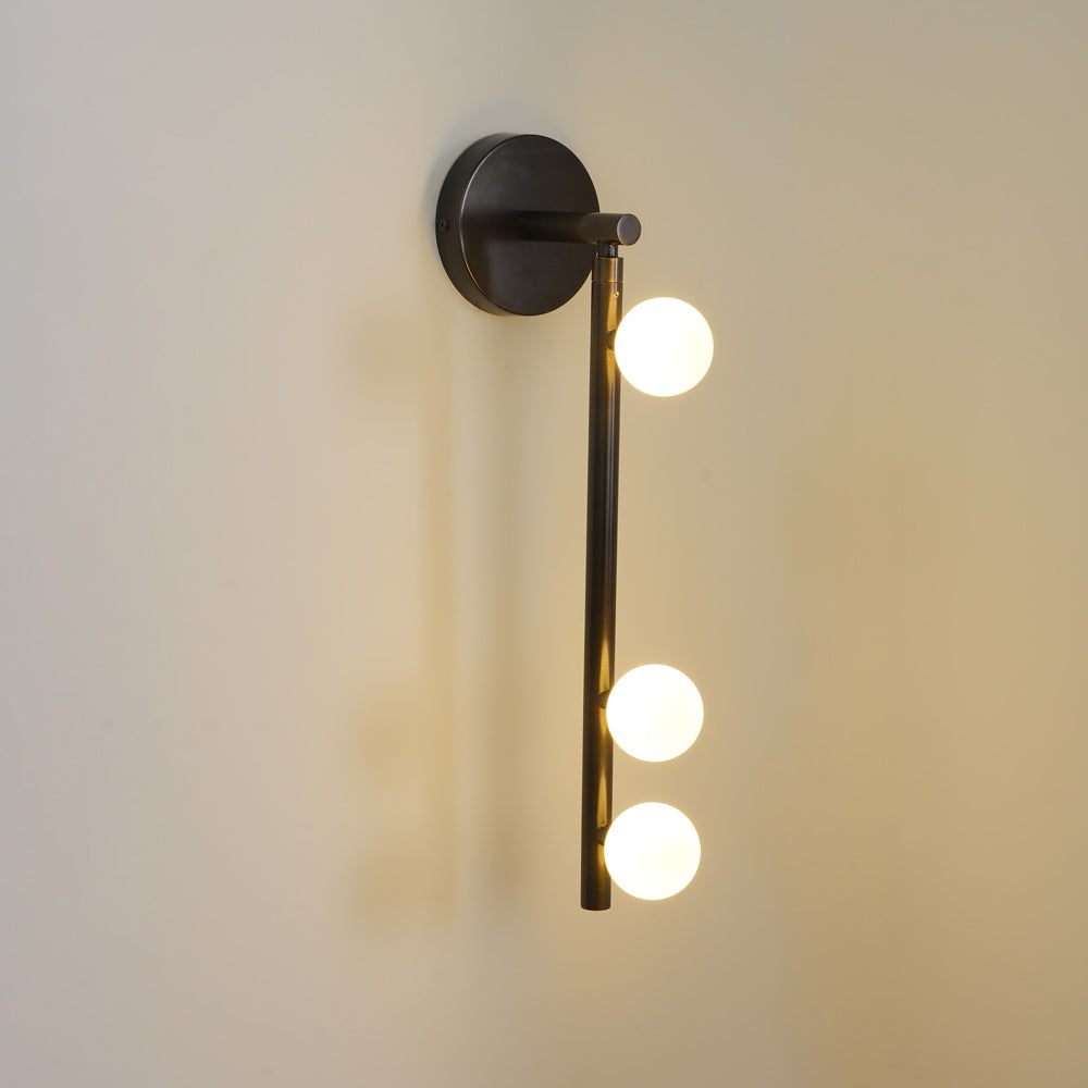 Rory Modern Minimalist Tube Brass Glass Wall Lamp