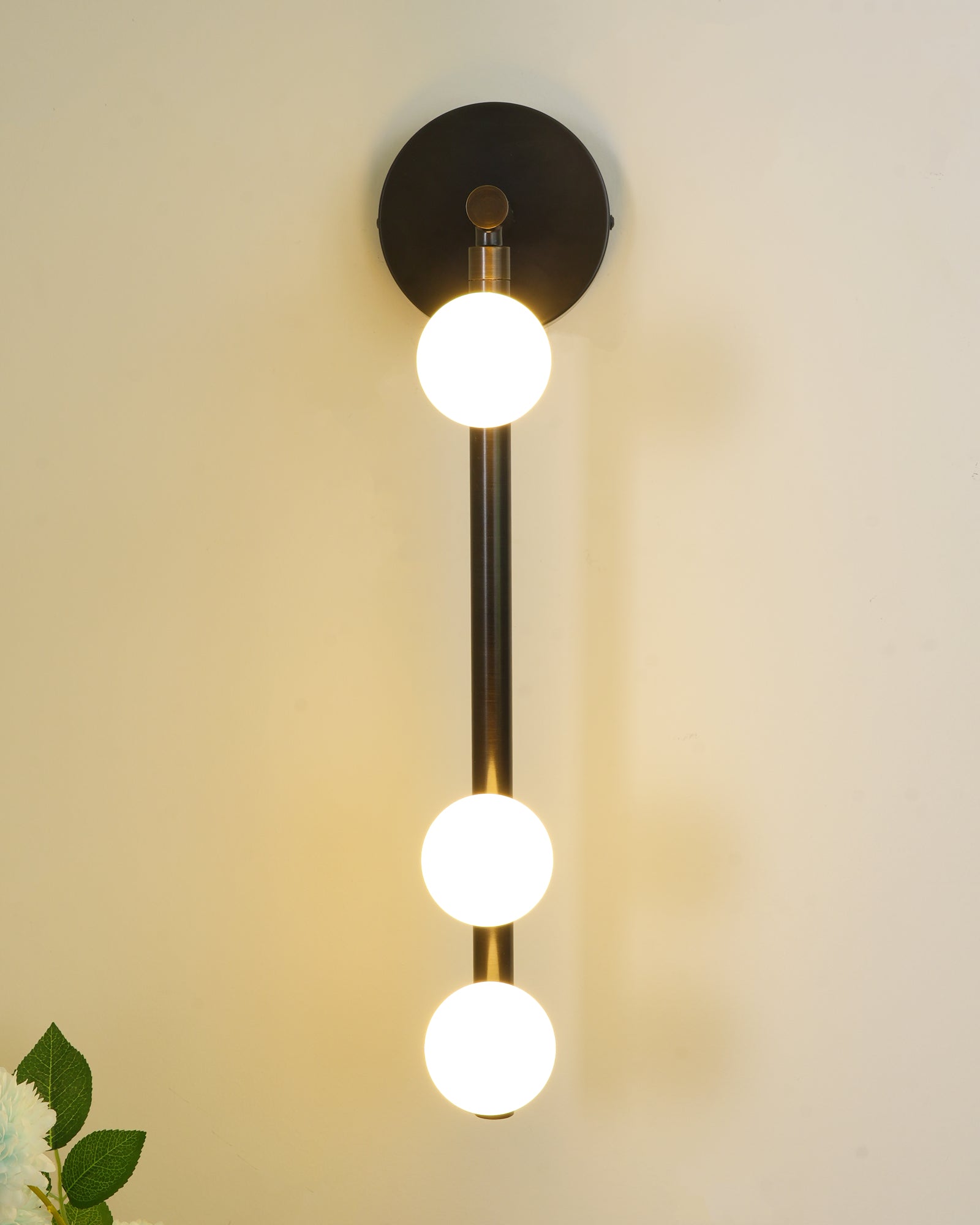 Rory Modern Minimalist Tube Brass Glass Wall Lamp