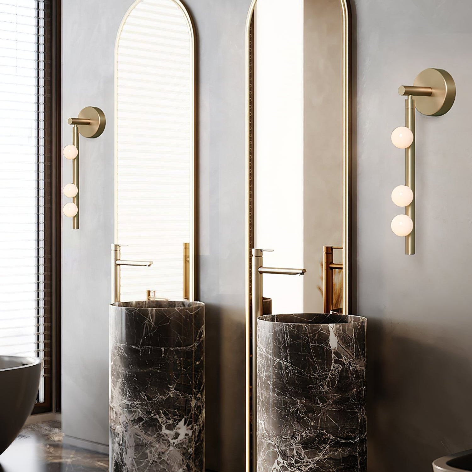 Rory Modern Minimalist Tube Brass Glass Wall Lamp