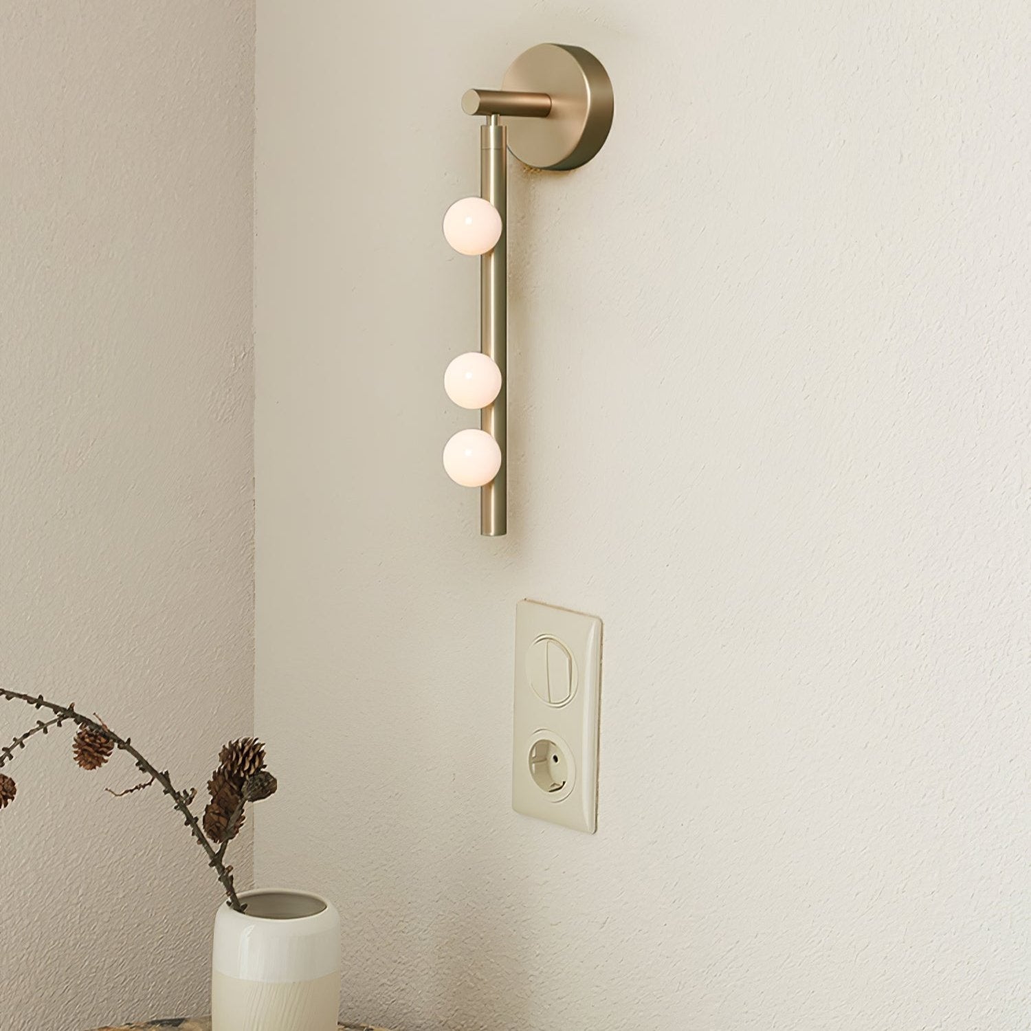 Pamela Tube Plug-in Brass Glass Wall Lamp