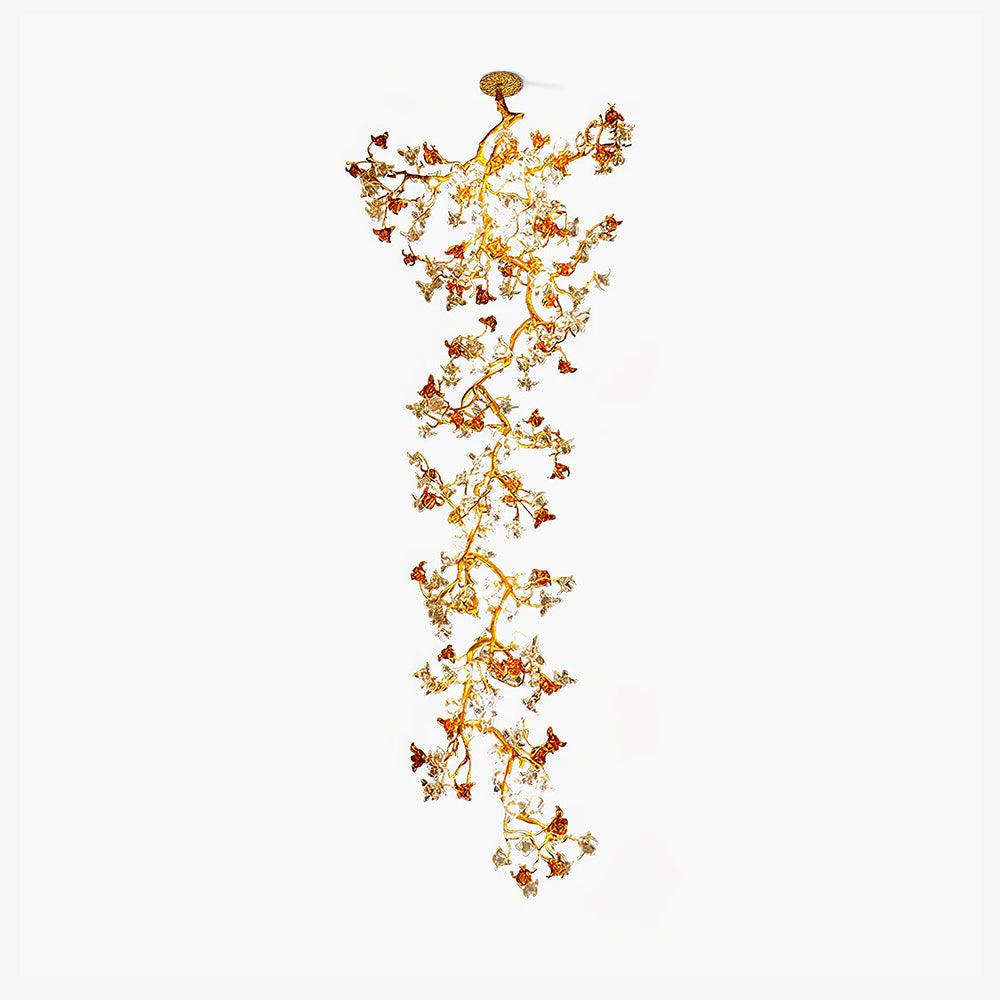 Aare Maple Branch Brass Crystal Chandelier