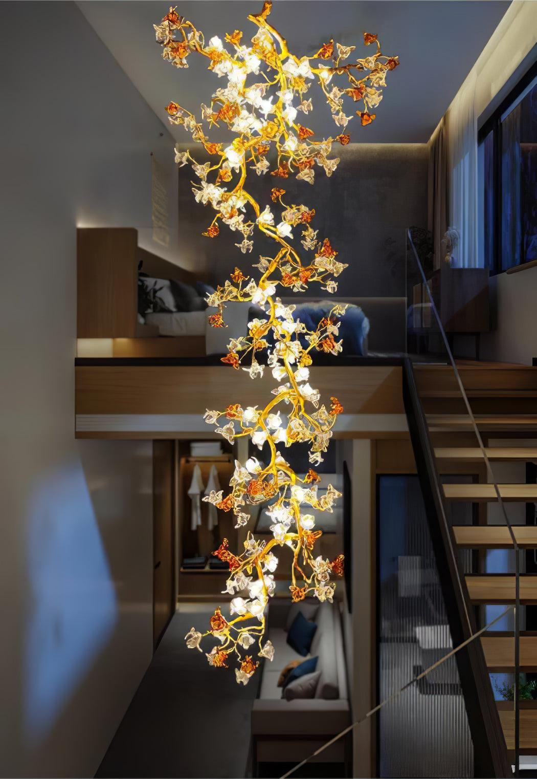 Aare Maple Branch Brass Crystal Chandelier