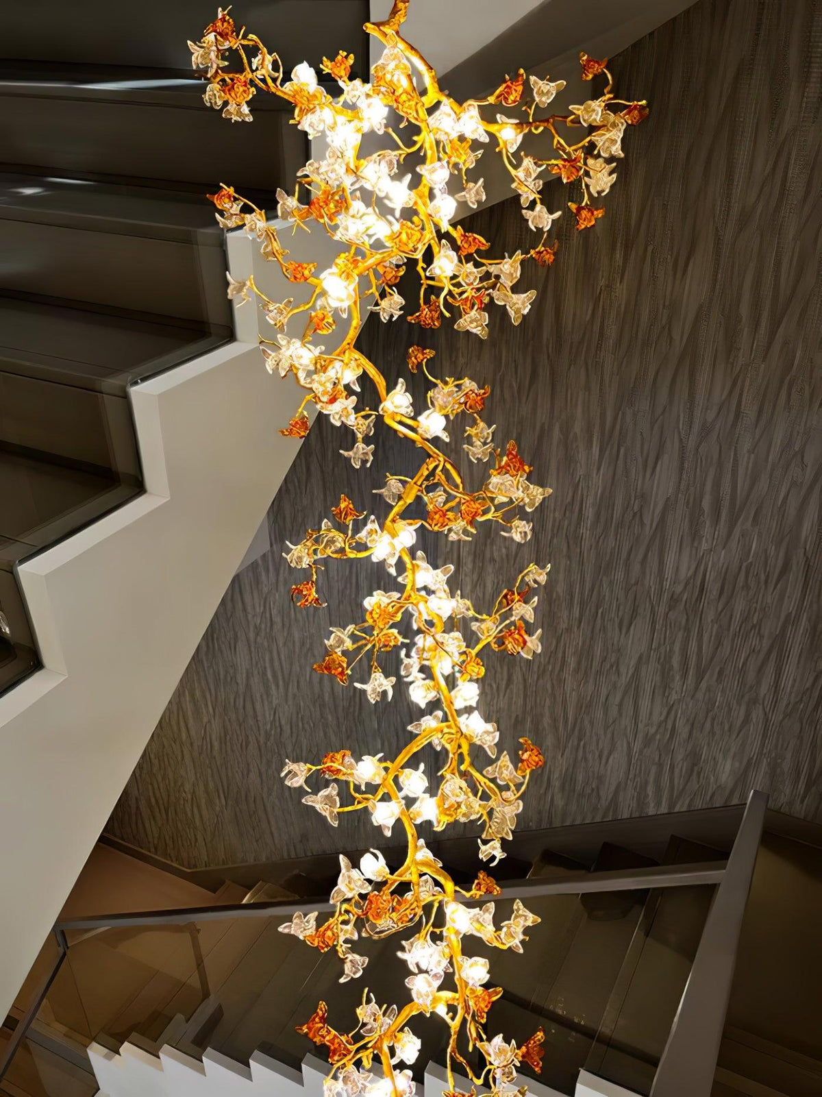 Aare Maple Branch Brass Crystal Chandelier