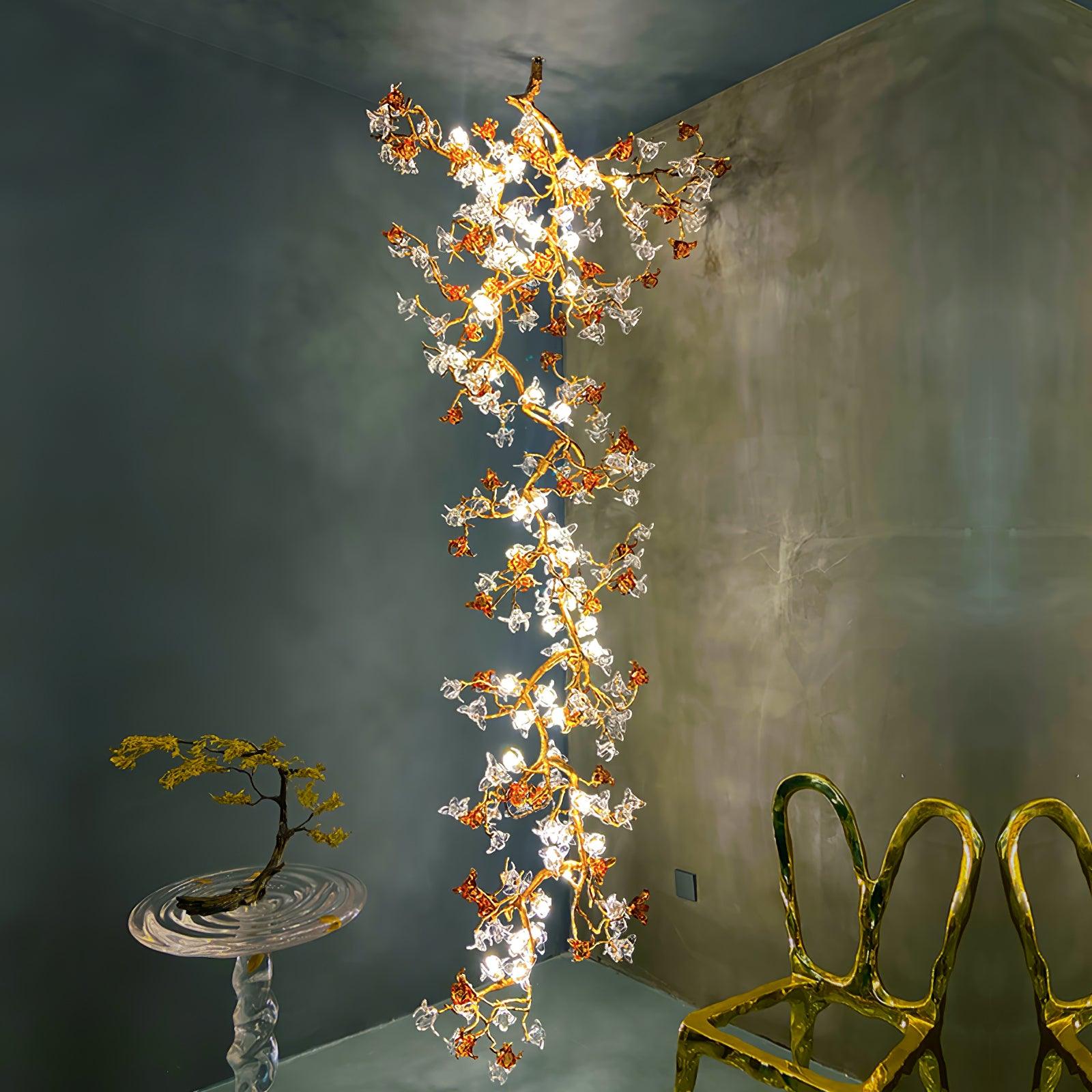 Aare Maple Branch Brass Crystal Chandelier