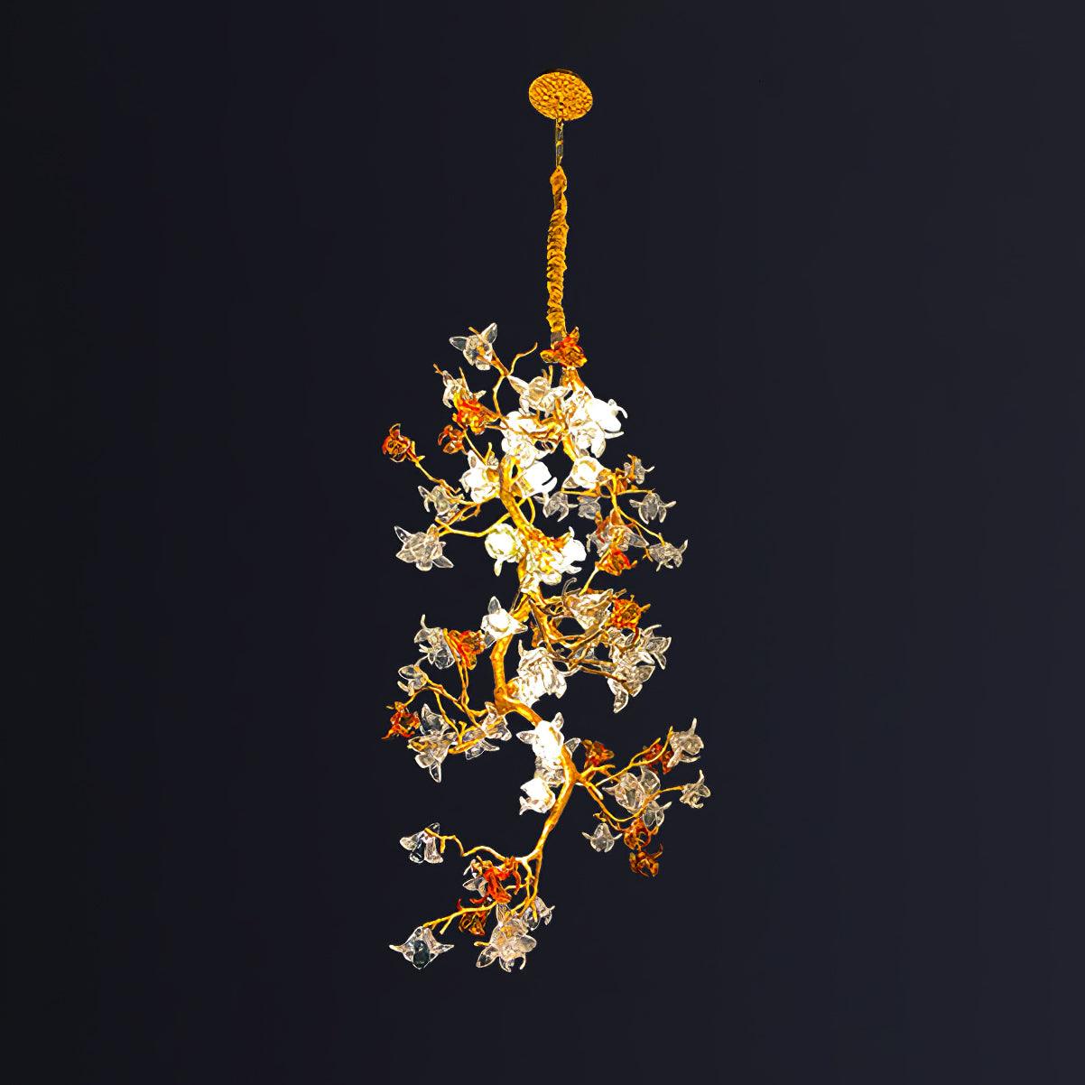 Aare Maple Branch Brass Crystal Chandelier