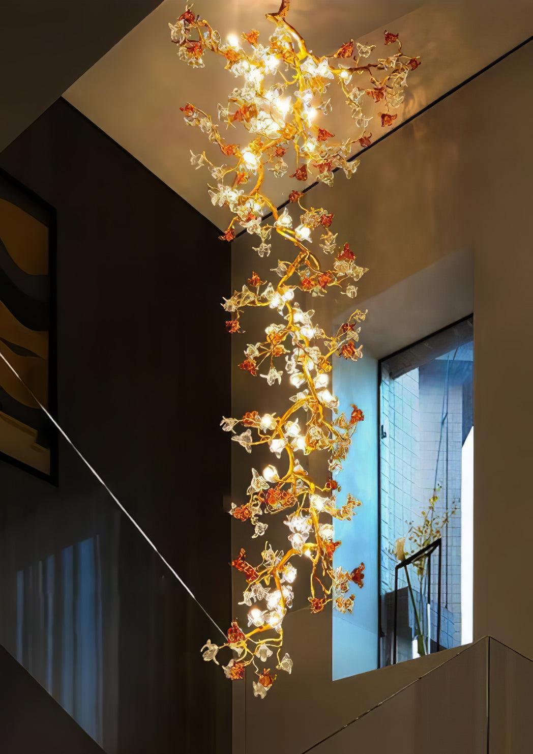 Aare Maple Branch Brass Crystal Chandelier