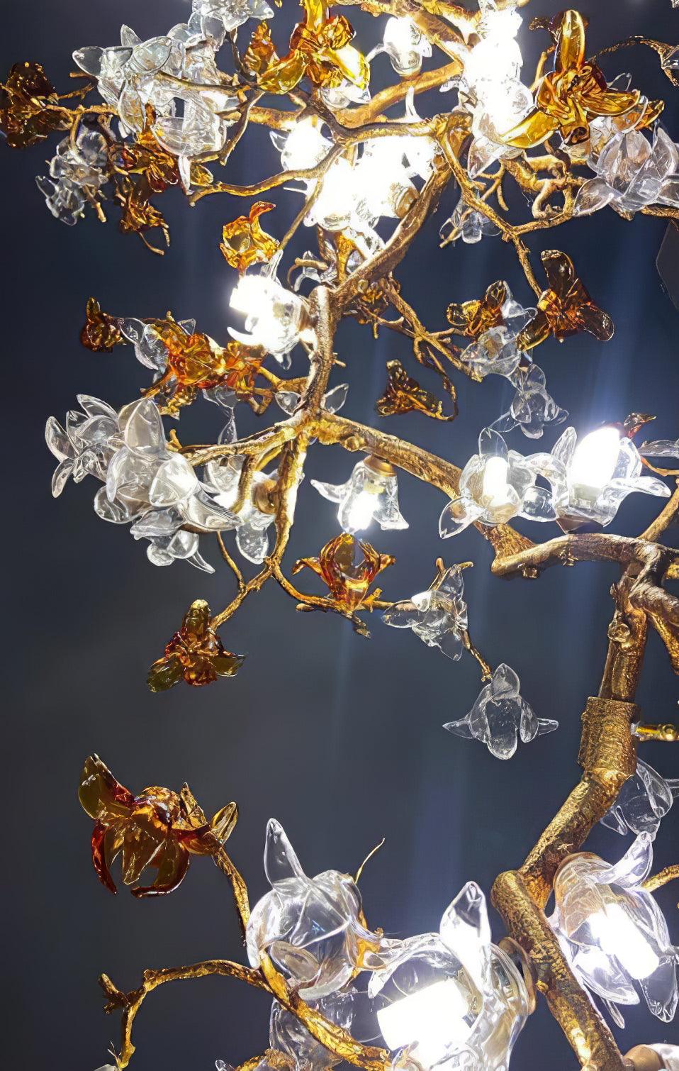 Aare Maple Branch Brass Crystal Chandelier