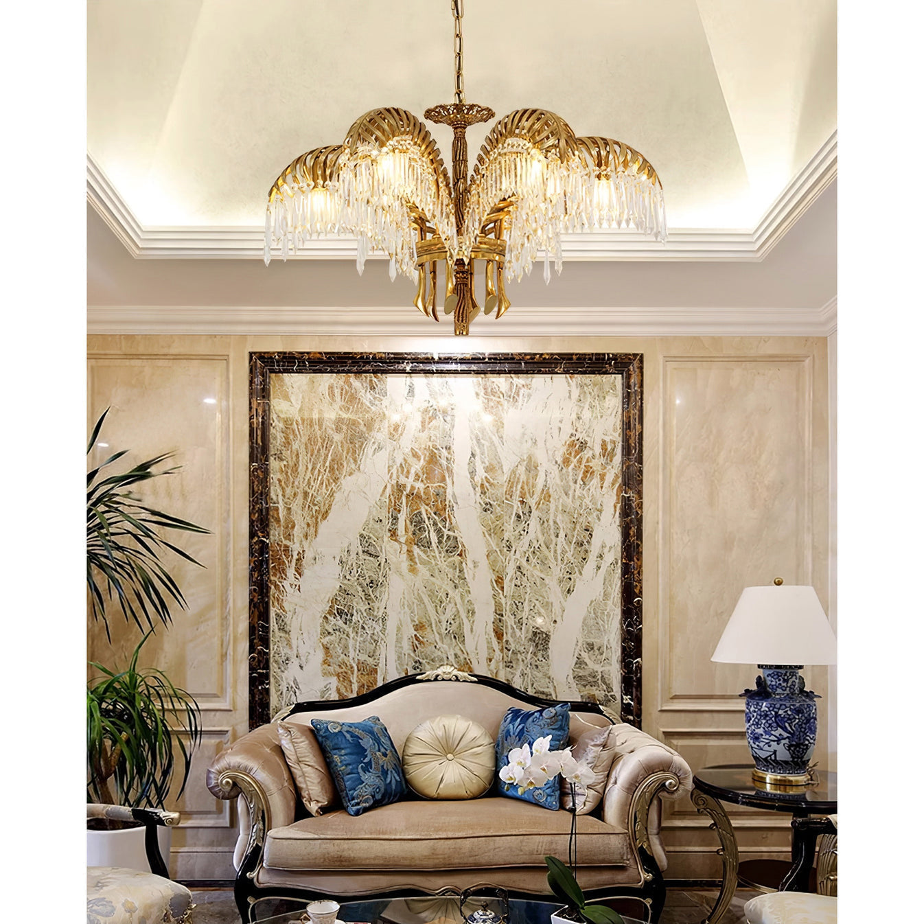 Odoraris Regal Brass Crystal Chandelier - Neutral Decor
