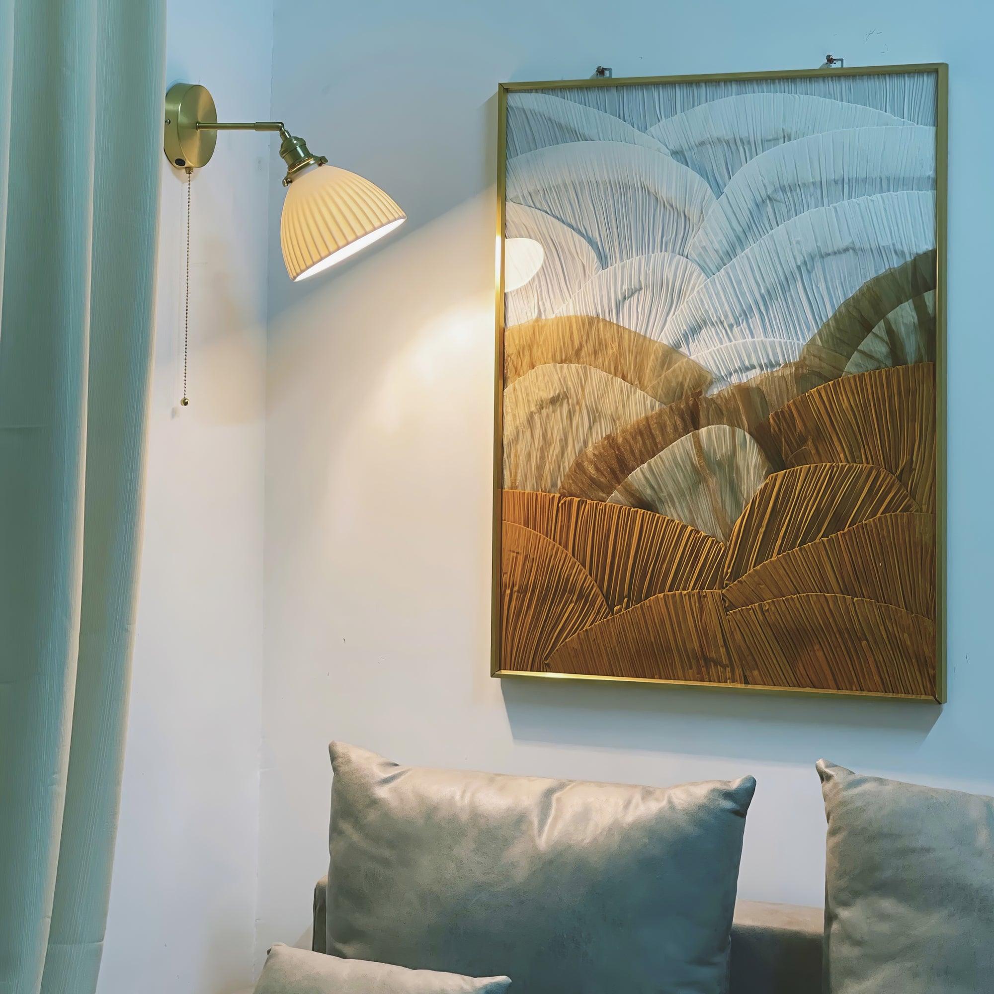 Oriiraria Wall Lamp Pleated Ceramic Brass