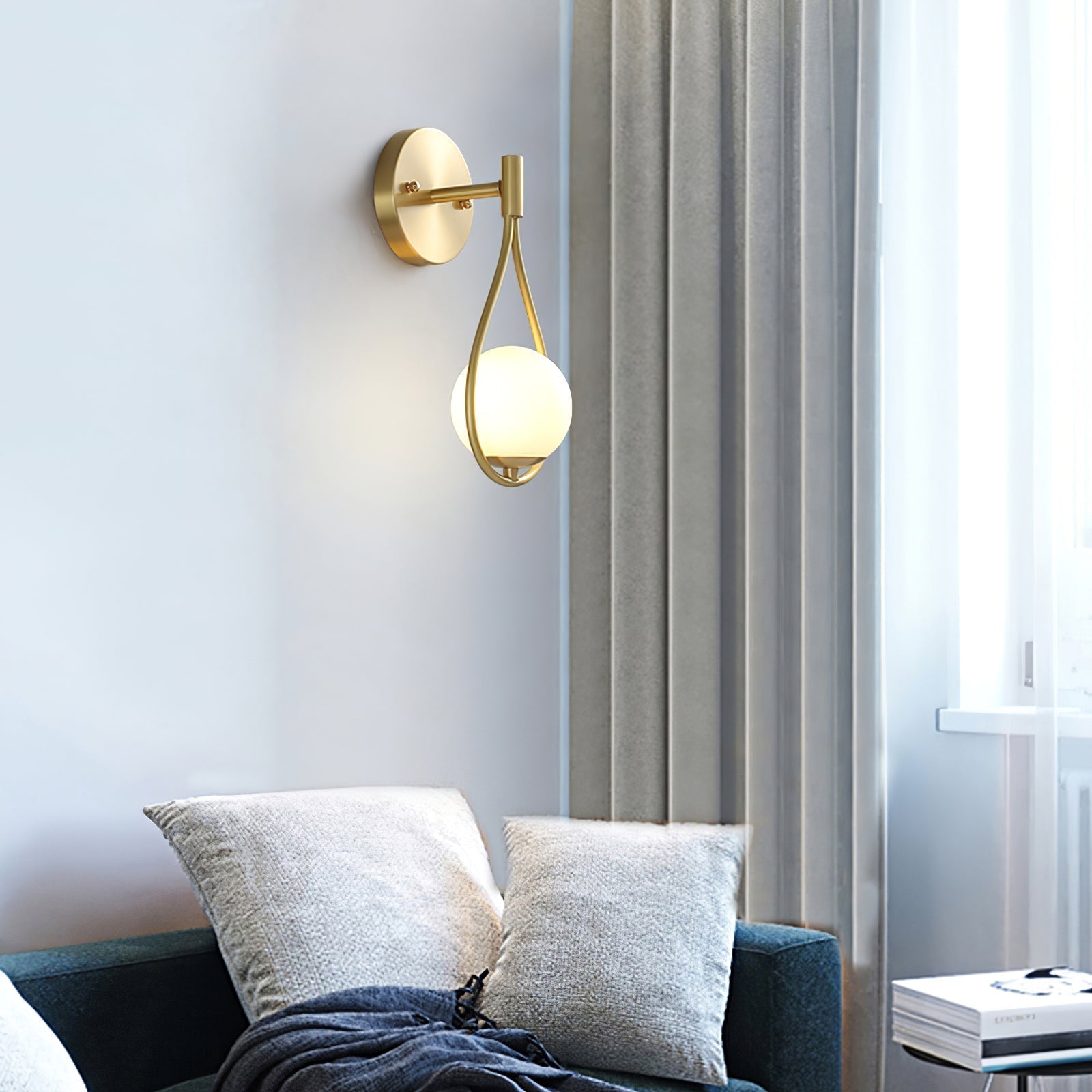 Eiralaya Modern Minimalist Vanity Brass Glass Wall Lamp