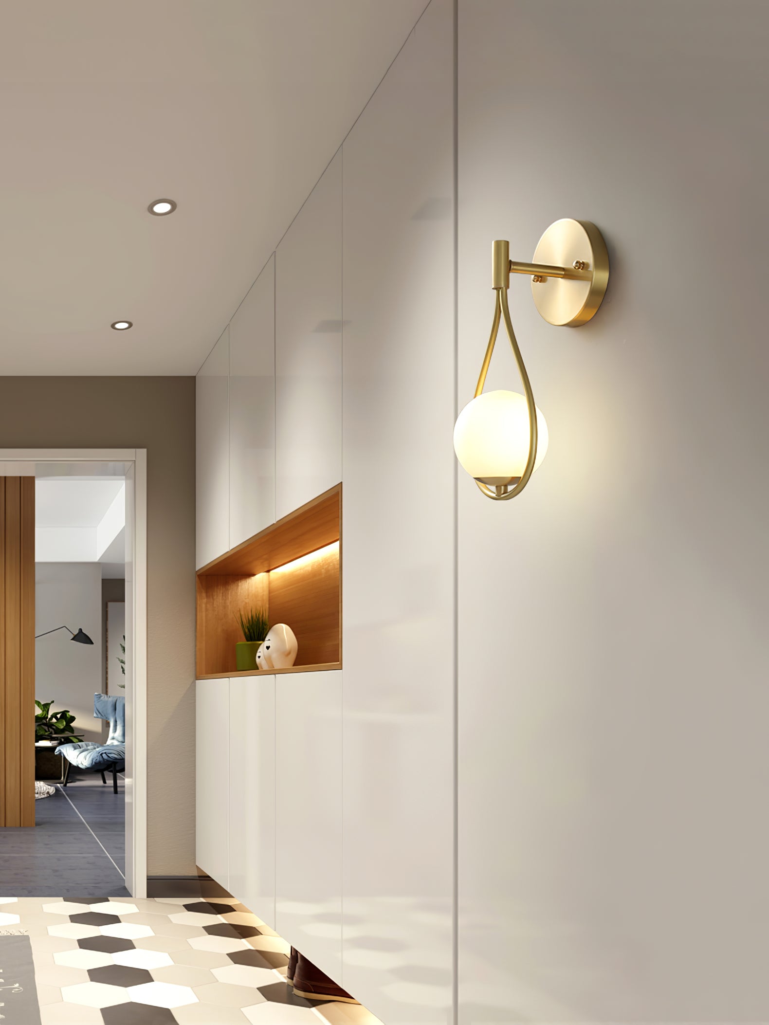 Eiralaya Modern Minimalist Vanity Brass Glass Wall Lamp
