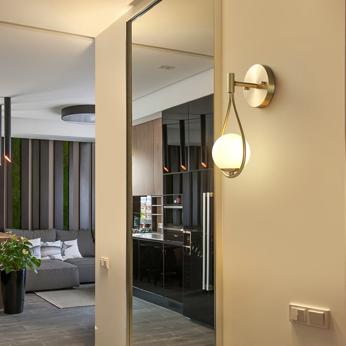 Eiralaya Modern Minimalist Vanity Brass Glass Wall Lamp