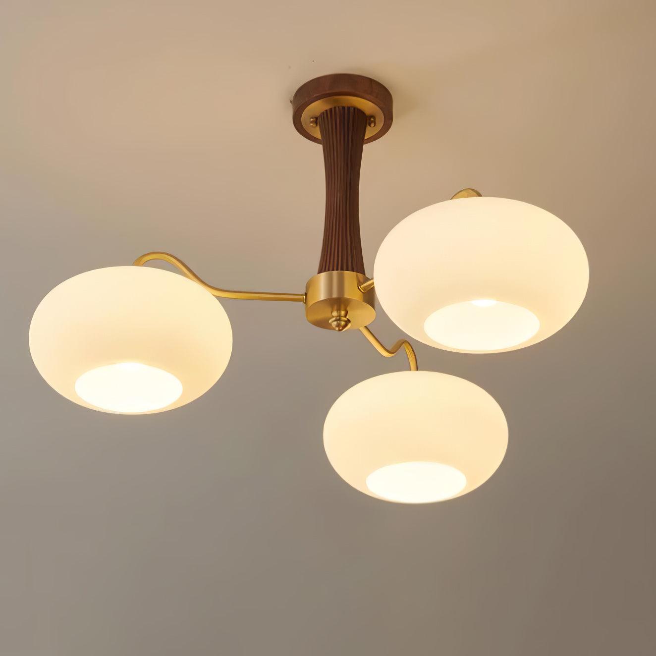 Eira Brass Wooden Glass Persimmon Chandelier