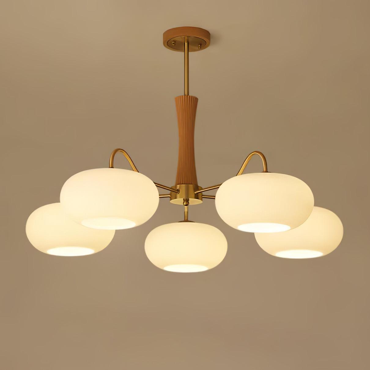 Eira Brass Wooden Glass Persimmon Chandelier