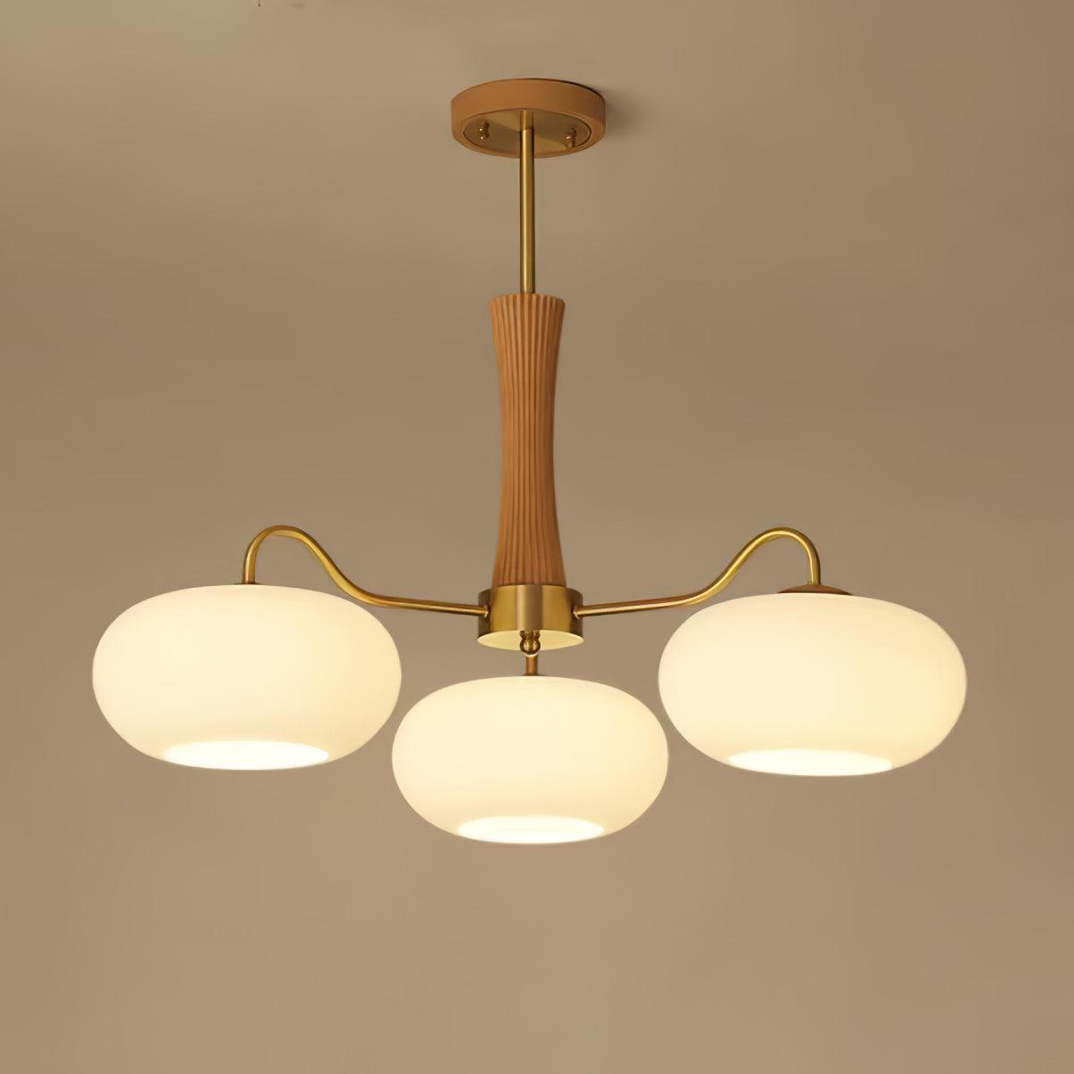 Eira Brass Wooden Glass Persimmon Chandelier