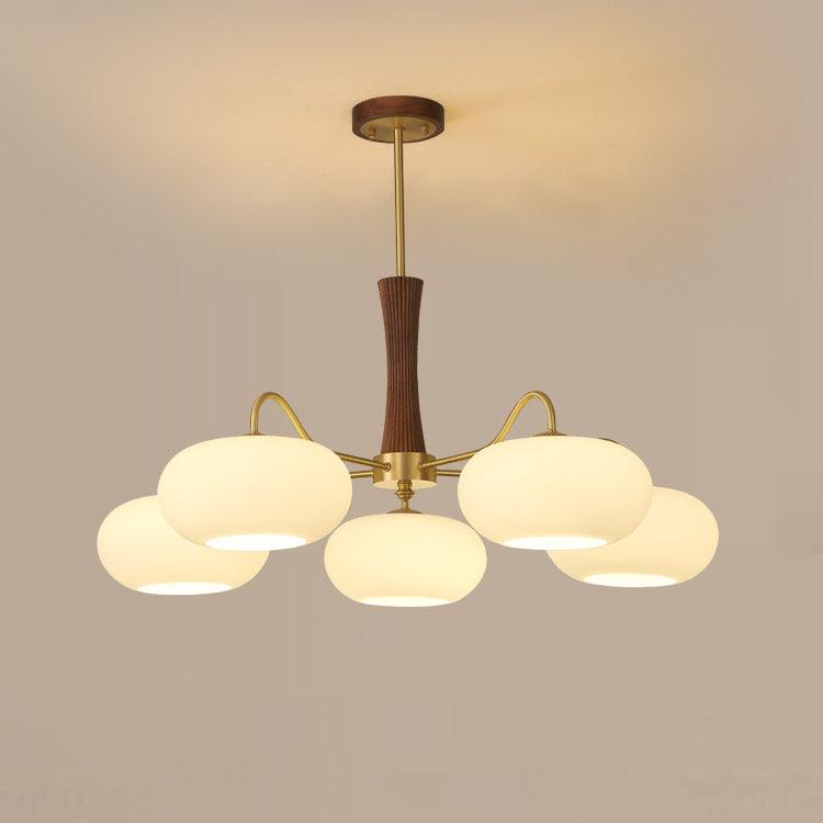 Eira Brass Wooden Glass Persimmon Chandelier