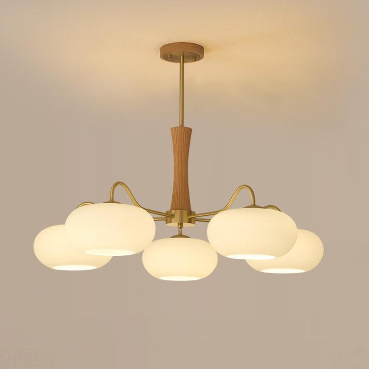 Eira Brass Wooden Glass Persimmon Chandelier
