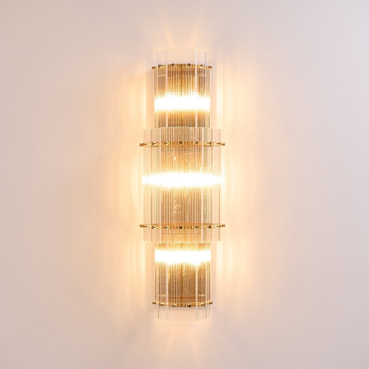 Liorivise Wall Light Layered Glass Rods Copper Modern Vertical