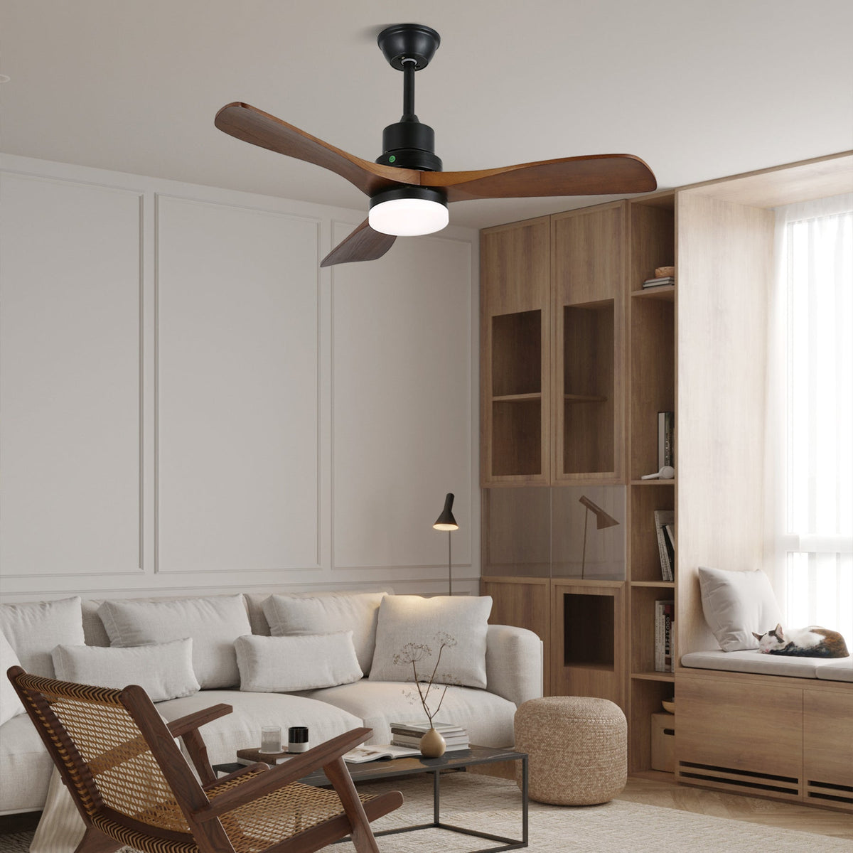 Rininena Modern Wood Ceiling Fan Light