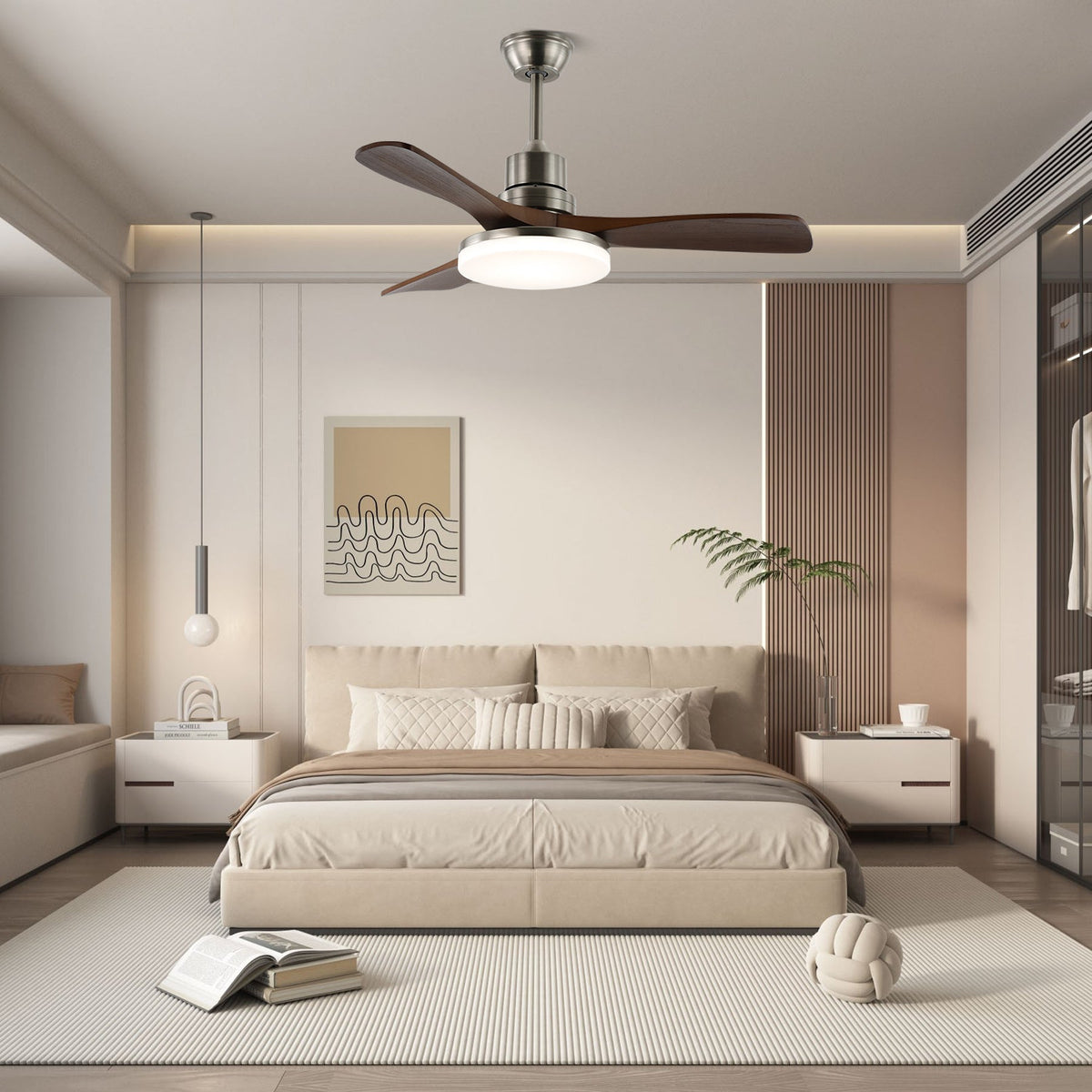 Rininena Modern Wood Ceiling Fan Light