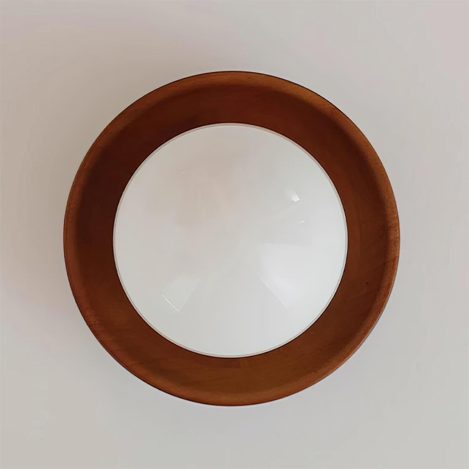 Ceiling Light Globe Opal Glass Modern Brass Walnut Accent Flush Mount - Neutral Decor