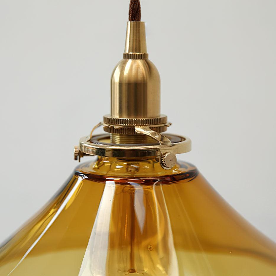 Pila Pendant Lamp Amber Glass Brass Vintage Dining