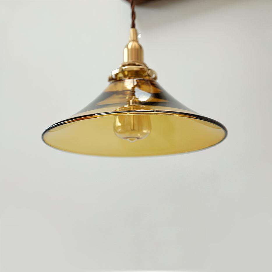 Pila Pendant Lamp Amber Glass Brass Vintage Dining