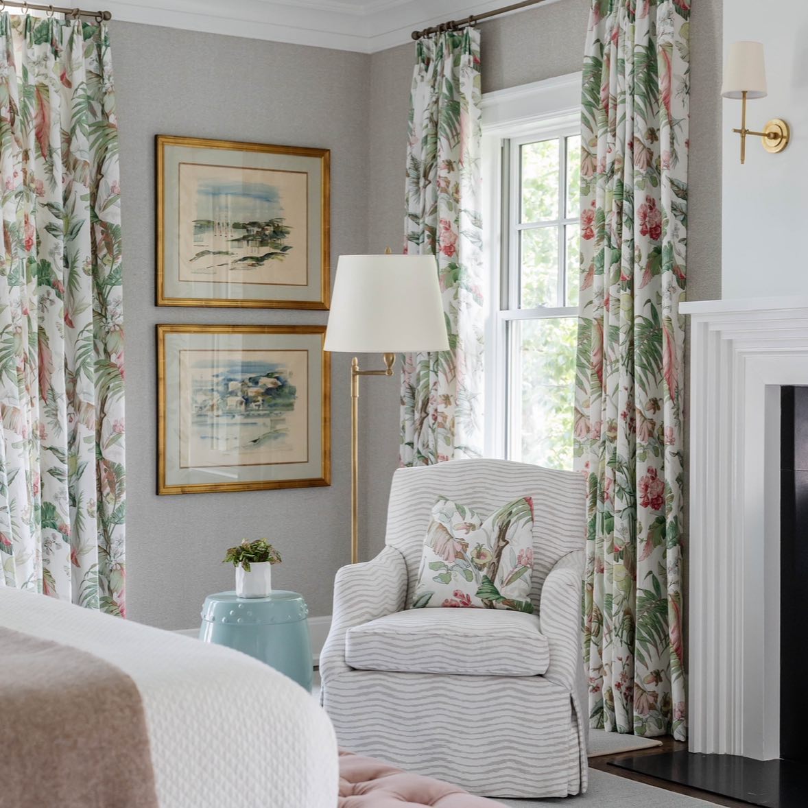 Theodore Wall Lamp Brass Fabric - Neutral Decor