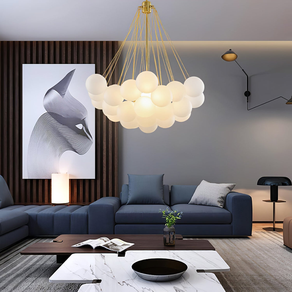 Eiririra Chandelier Bubble Frosted Glass
