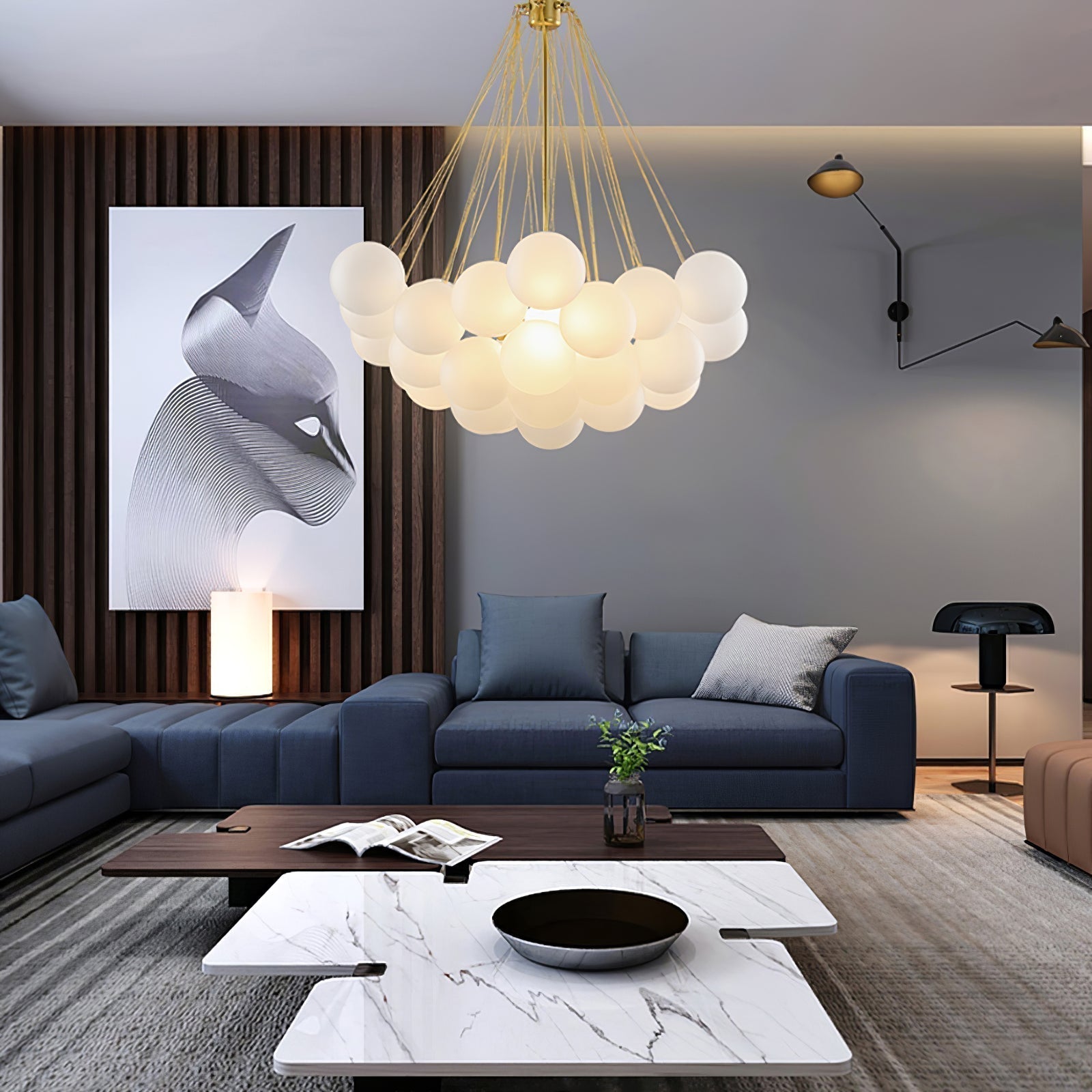 Eiririra Chandelier Bubble Frosted Glass