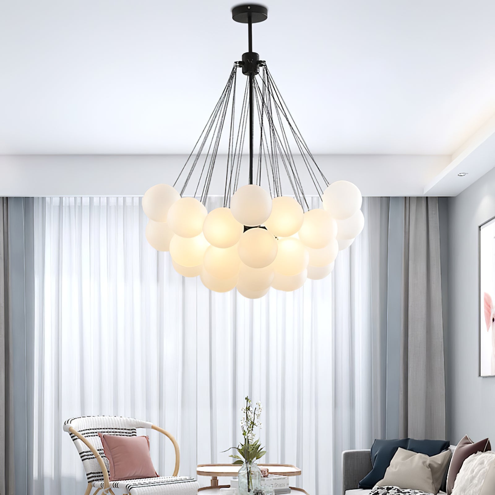 Eiririra Chandelier Bubble Frosted Glass