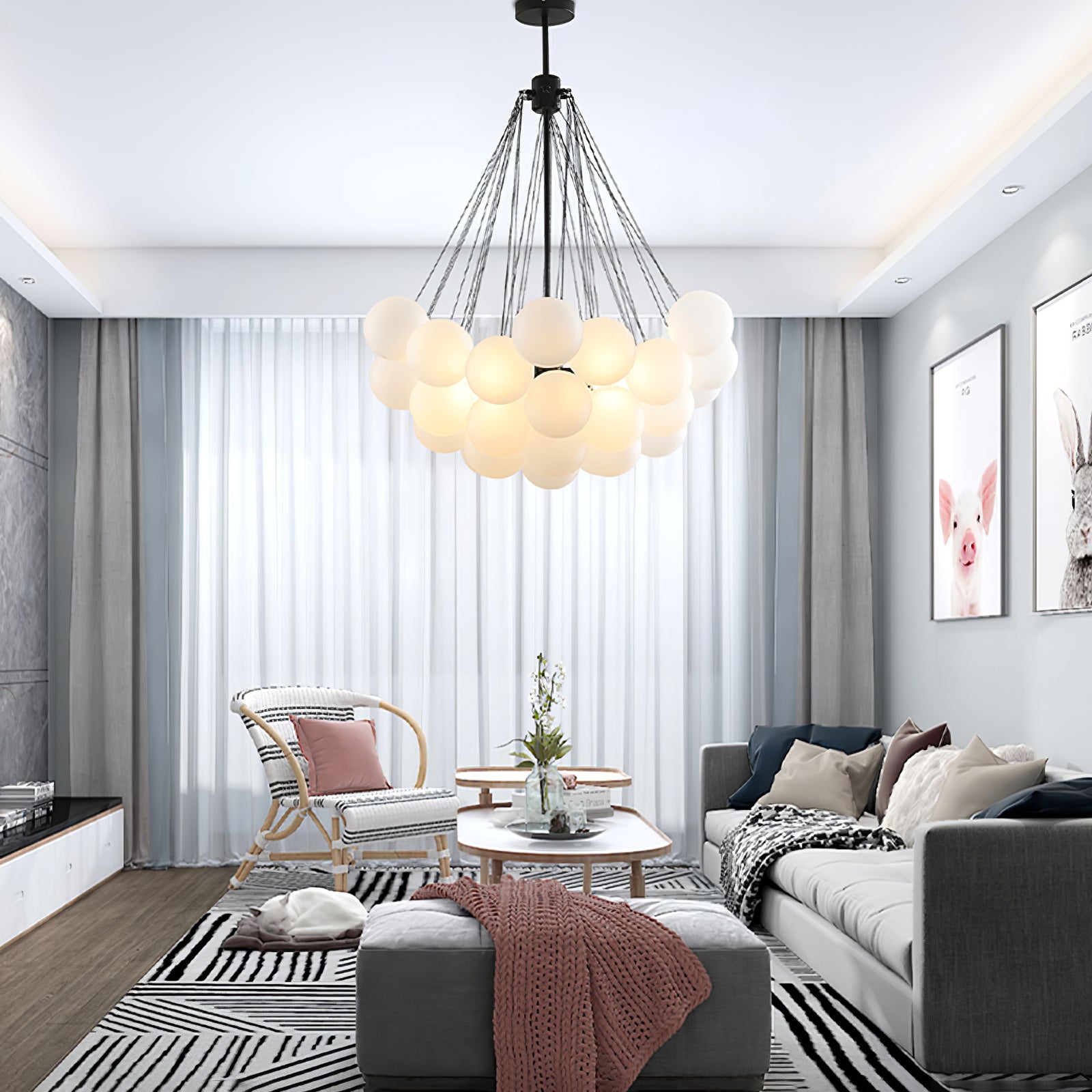 Eiririra Chandelier Bubble Frosted Glass