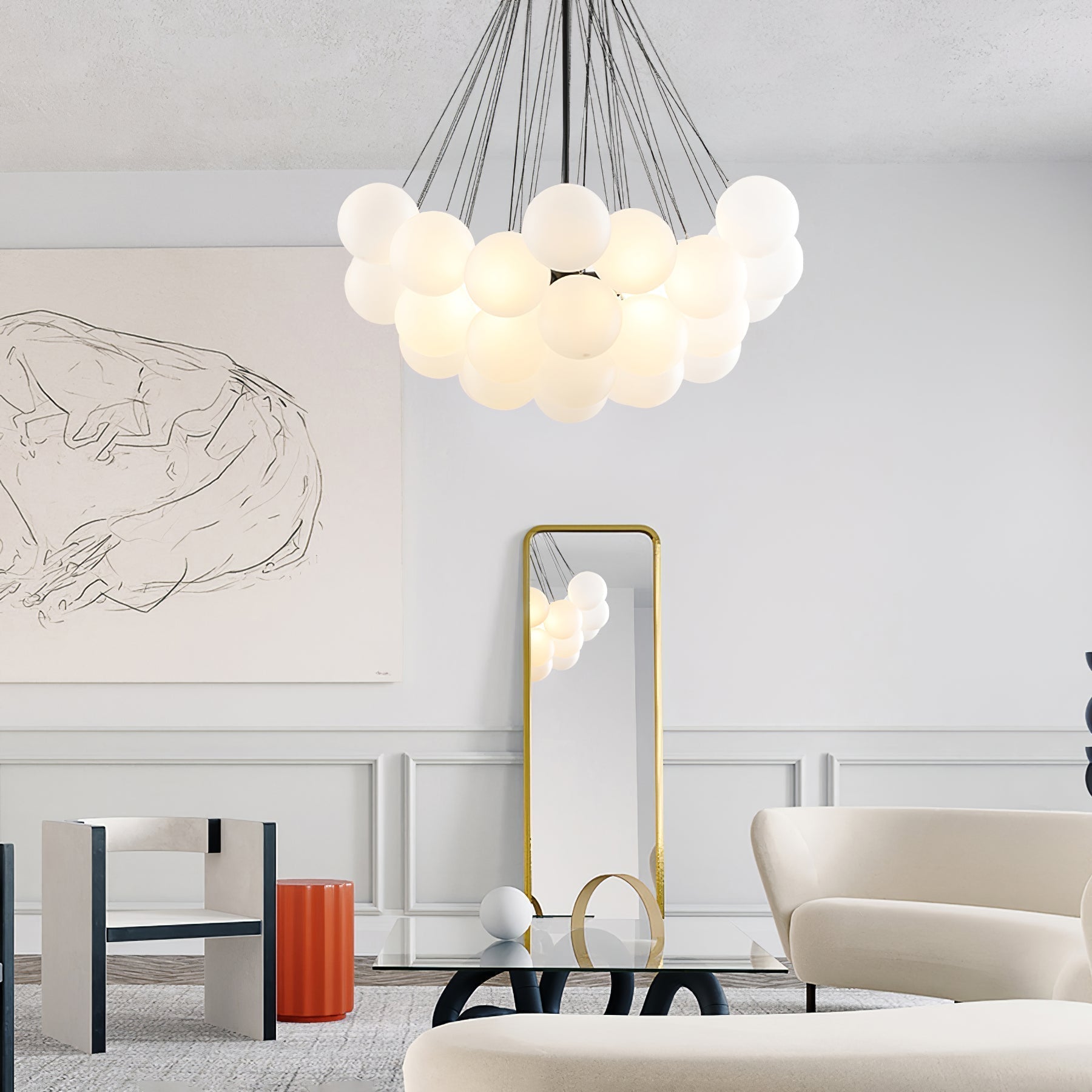 Eiririra Chandelier Bubble Frosted Glass