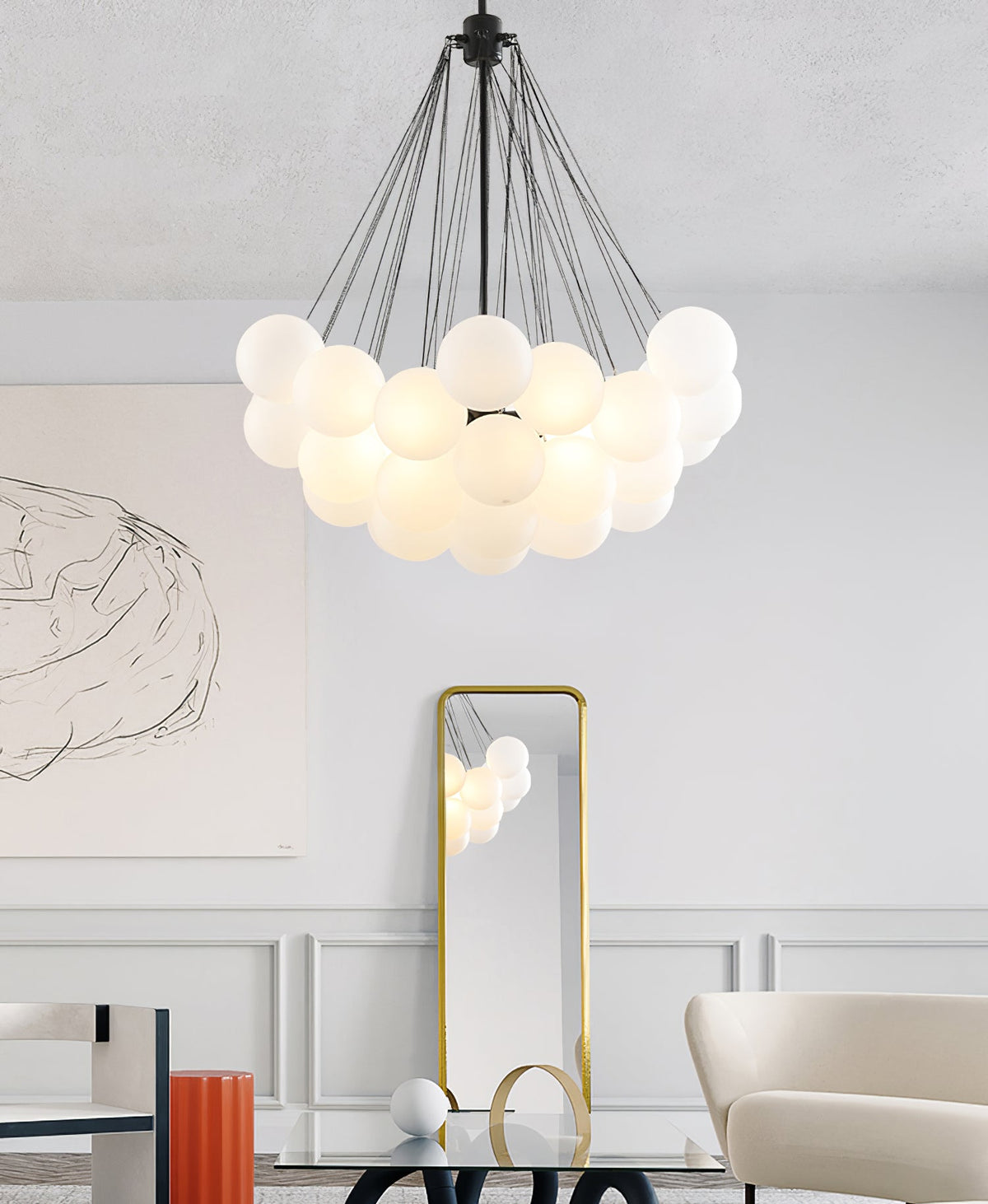 Eiririra Chandelier Bubble Frosted Glass