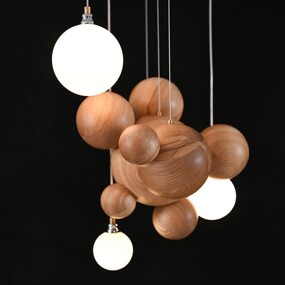Elveraria Chandelier Wood & Acrylic Bubble Ball Cluster