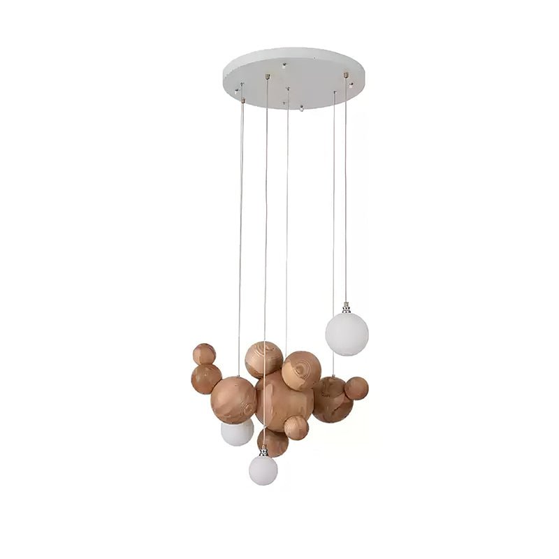 Elveraria Chandelier Wood & Acrylic Bubble Ball Cluster