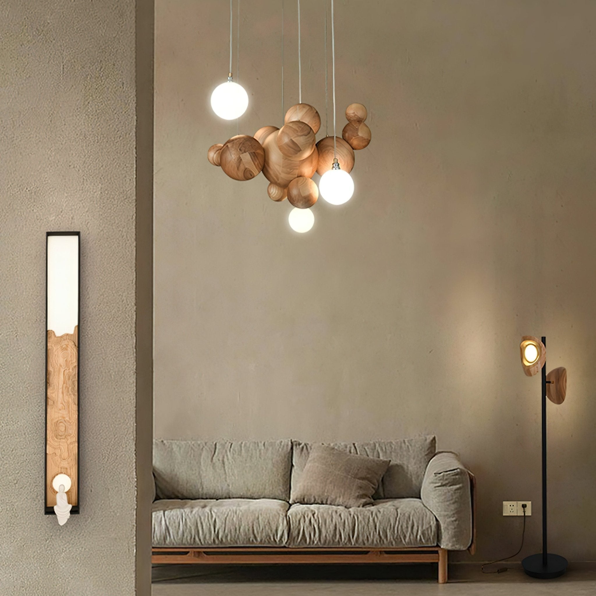 Elveraria Chandelier Wood & Acrylic Bubble Ball Cluster