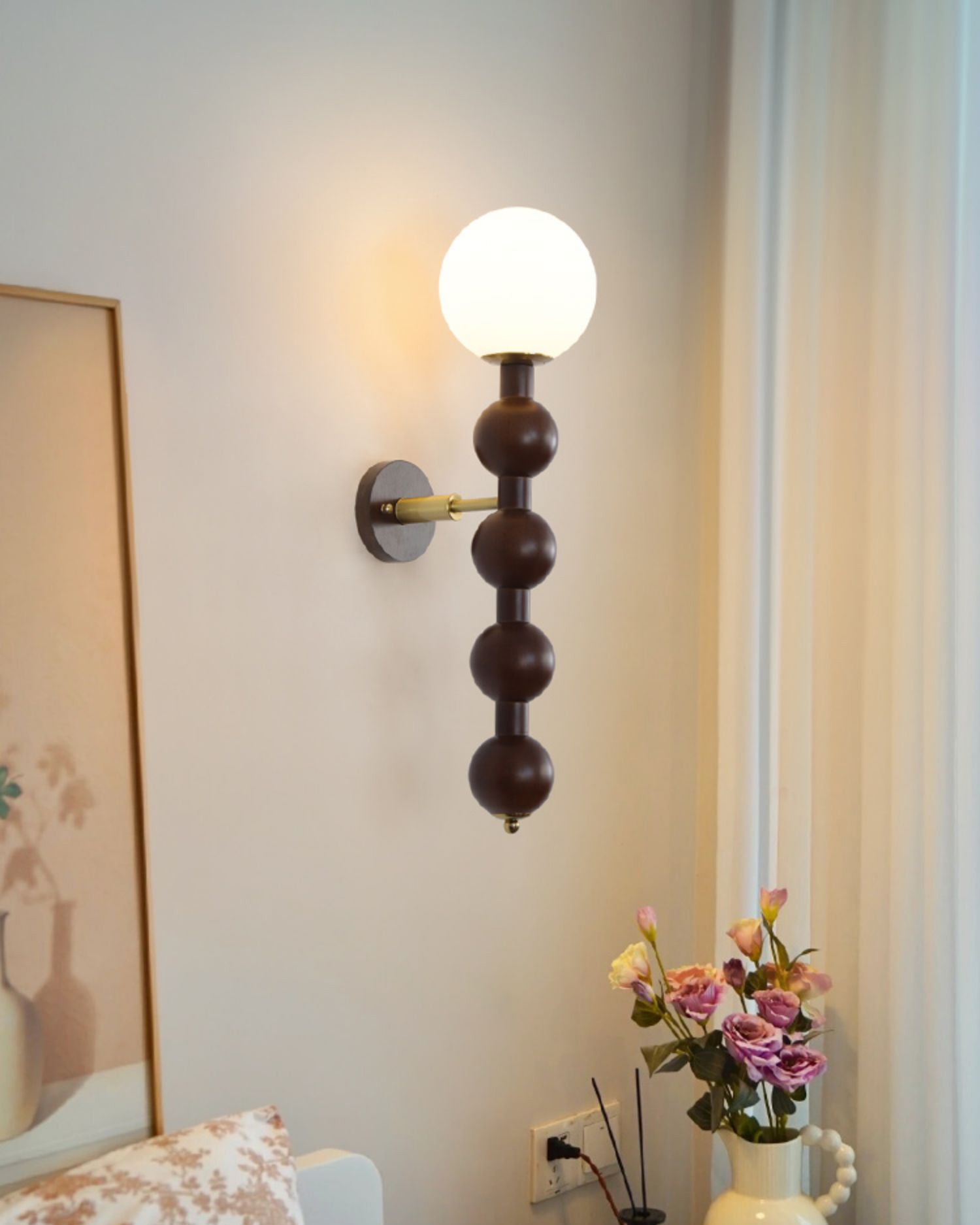 Olaeia Modern Minimalist Bubbly Wooden Glass Wall Lamp