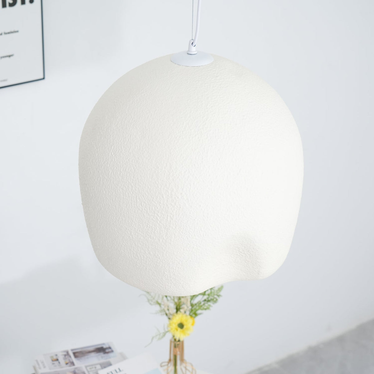 Nuo Pendant Lamp Plaster Rounded Dome Wabi Sabi