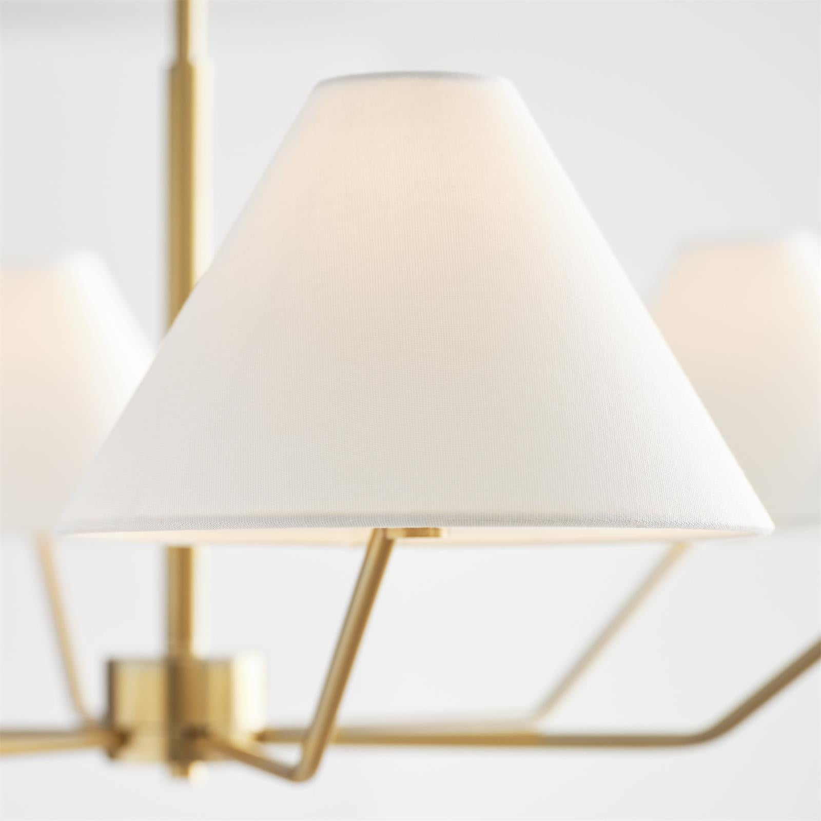 Kevenor Chandelier Brass Fabric Cone Shades Modern