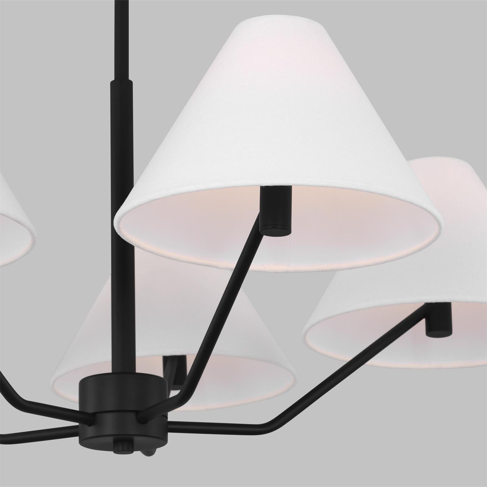 Kevenor Chandelier Brass Fabric Cone Shades Modern