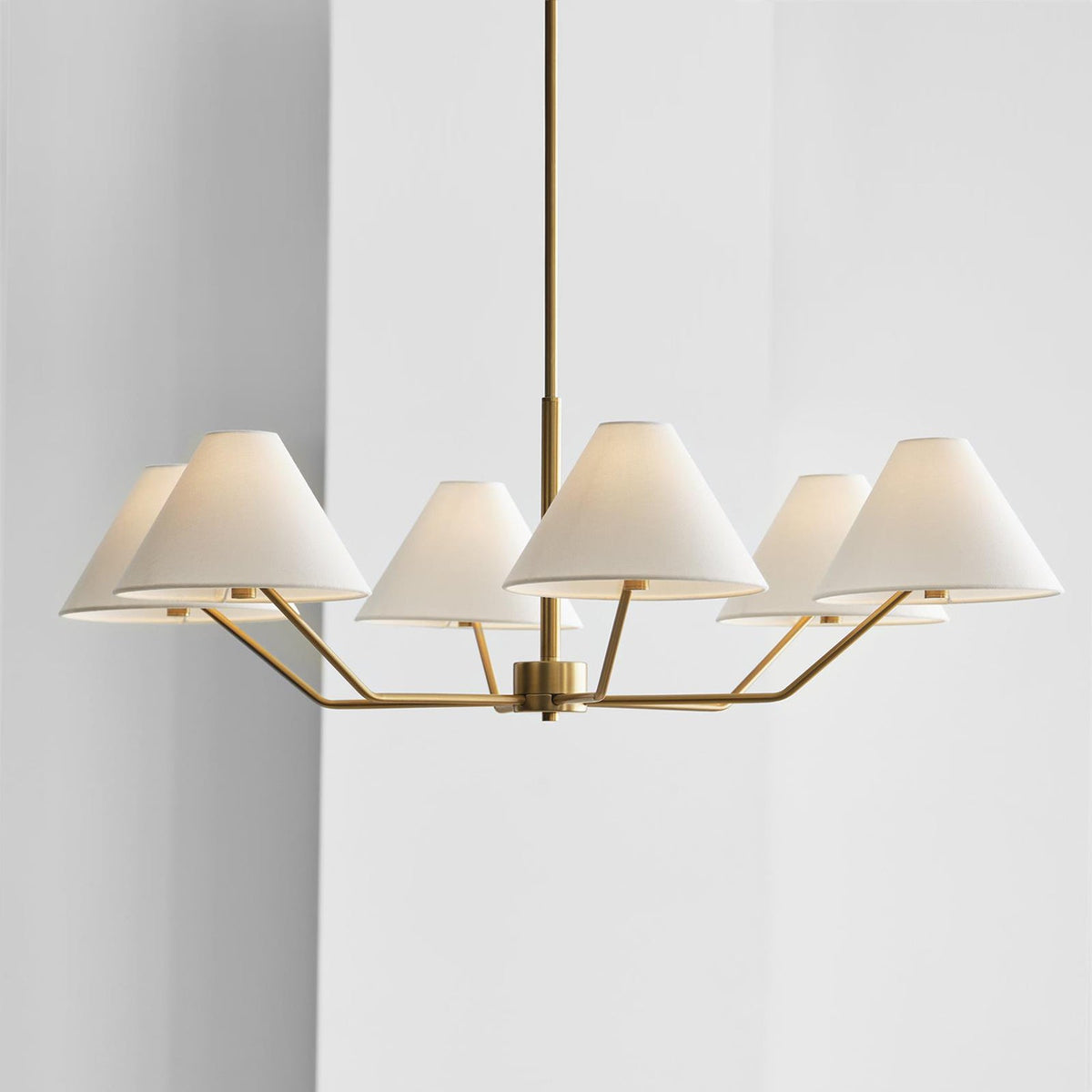 Kevenor Chandelier Brass Fabric Cone Shades Modern