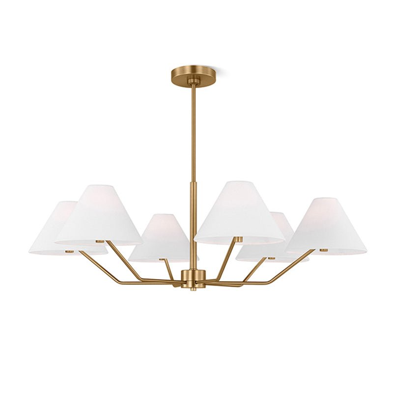 Kevenor Chandelier Brass Fabric Cone Shades Modern