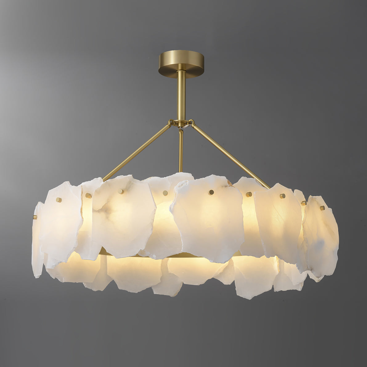 Burton Chandelier Alabaster Layered Halo - Neutral Decor