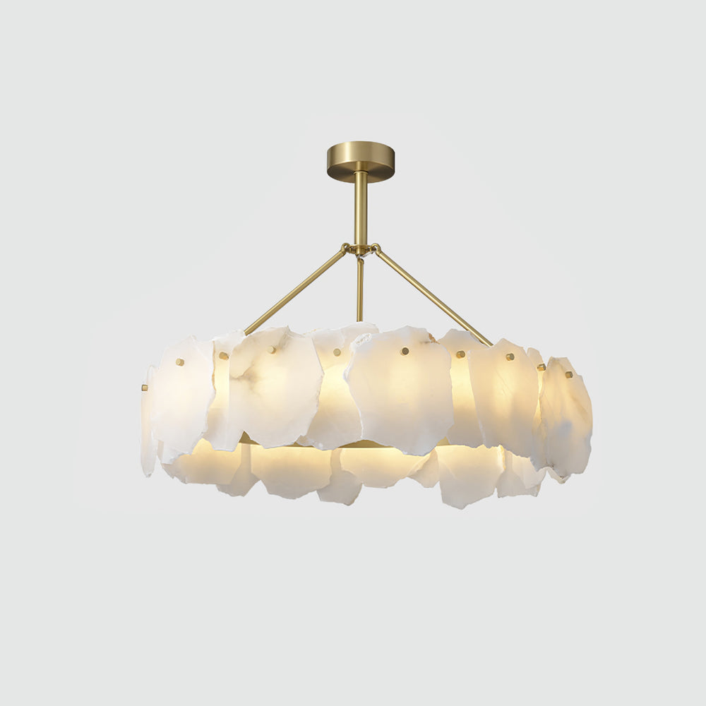Burton Chandelier Alabaster Layered Halo - Neutral Decor