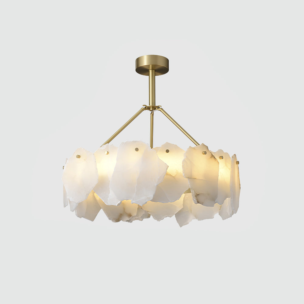 Burton Chandelier Alabaster Layered Halo - Neutral Decor