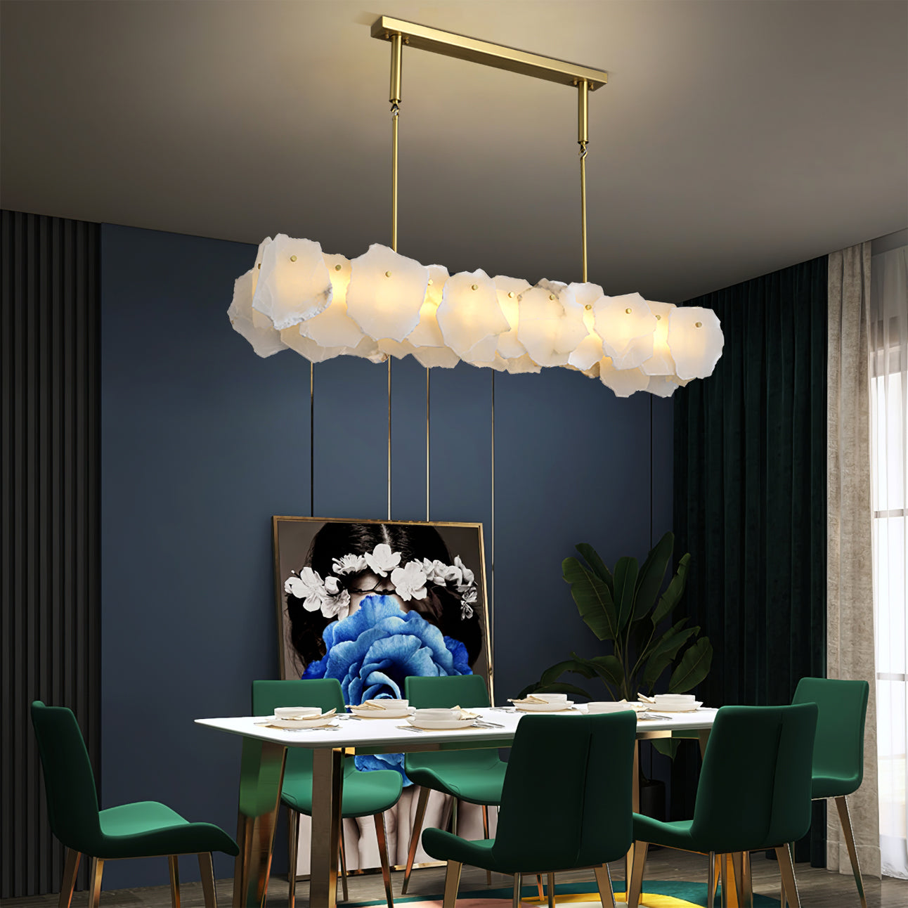 Burton Chandelier Alabaster Layered Halo - Neutral Decor